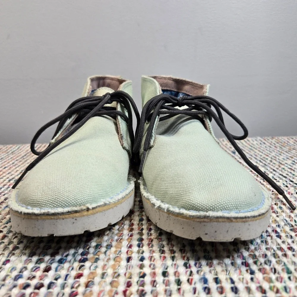 Clarks Originals Desert Chukka Boot Women 7.5 Canvas Pastel Green Chunky Vegan‎